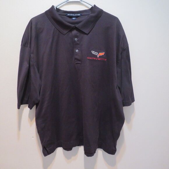 Men's Black Polo Shirt Devon & Jones Corvette Logo Size 3XL - Picture 1 of 6